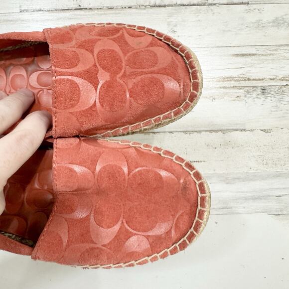 Coach Shoes Women Size 7.5M Burnt Orange June Logo Print Espadrilles Slip On - Picture 3 of 7